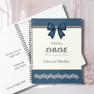Agenda Indigo Floral Elegante Laço Coquete Oboé Música