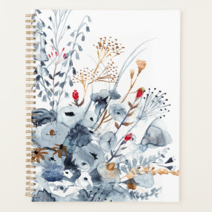 Agenda Indigo & Ochre - Flores de Aquarela