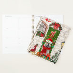 Agenda Inglês Buldogue Christmas<br><div class="desc">O Natal do Bulldog Inglês sentado do lado de fora da casa decorada com coroa de Natal,  a árvore de Natal é uma ideia perfeita de presente de Natal para amantes de cães.</div>