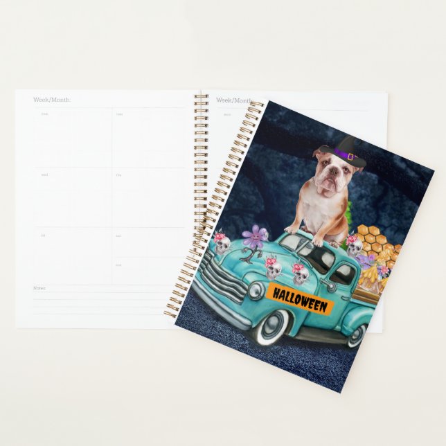 Agenda Inglês Bulldog Halloween Truck Scary Night (Exibição)