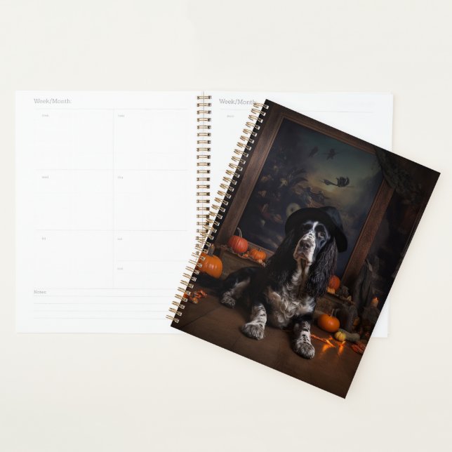 Agenda Inglês Cocker Spaniel Pumpkins Halloween Assustado (Exibição)