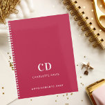 Agenda Iniciais de monograma magenta cor-de-rosa 2025<br><div class="desc">Um fundo magenta,  rosa e branco. Personalize e adicione suas iniciais,  nome e um ano de título do monograma.</div>