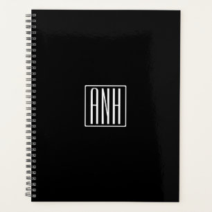 Agenda Iniciais Monograma Branco no Preto