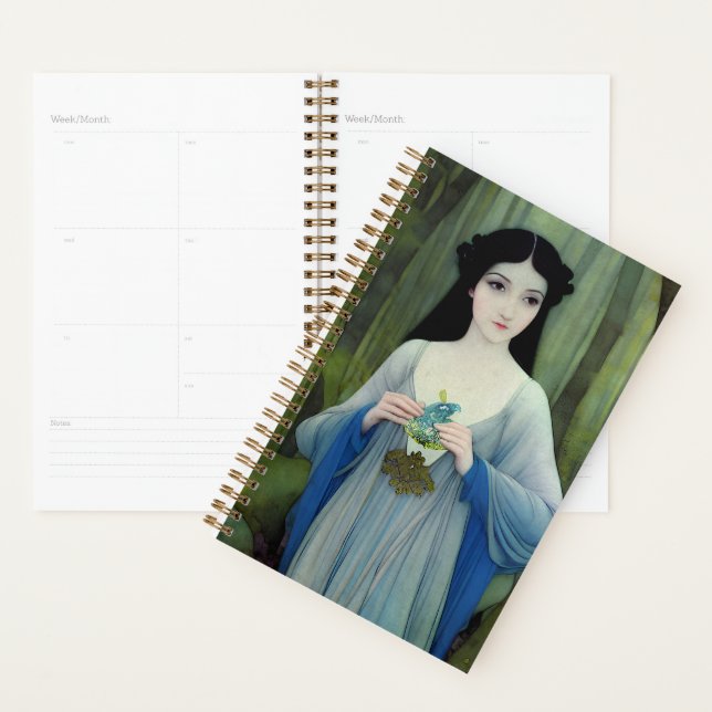 Agenda Ink Wash Ilustração de Linda Mulher em Florestas (Exibição)