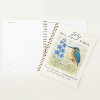 Agenda Inspiração Floral Azul Vintage Pássaro de Aniversá