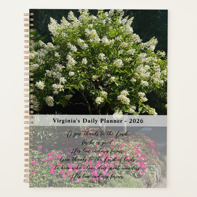 Agenda Inspirational Quote Flower Photo Daily Planner (Frente)