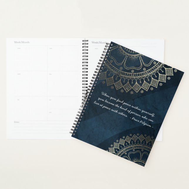 Agenda Instrutor de Meditação Yoga Blue Dourado Cote Mand (Exibição)