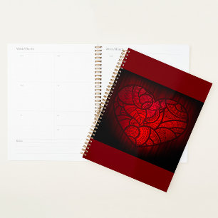Agenda Intrate Red Mandala Heart Romantic Boho Patterno