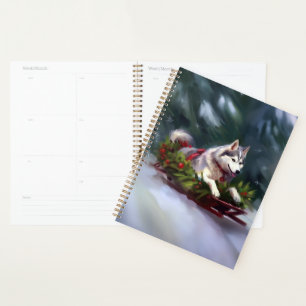 Agenda Inverno de neve de Natal Siberian Husky