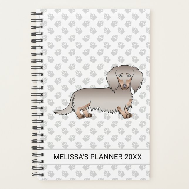 Agenda Isabella E Tan Cabelo Comprido Cachorro Dachshund  (Frente)