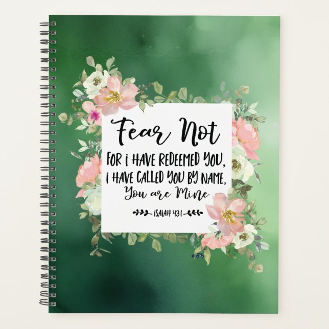 Agenda Isaiah 43:1 Medo Não Por Eu Ter Resgatado Sua Bíbl (Frente)