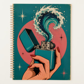 Agenda Isqueiro de Arte Pop Surrealista Retro com Onda do