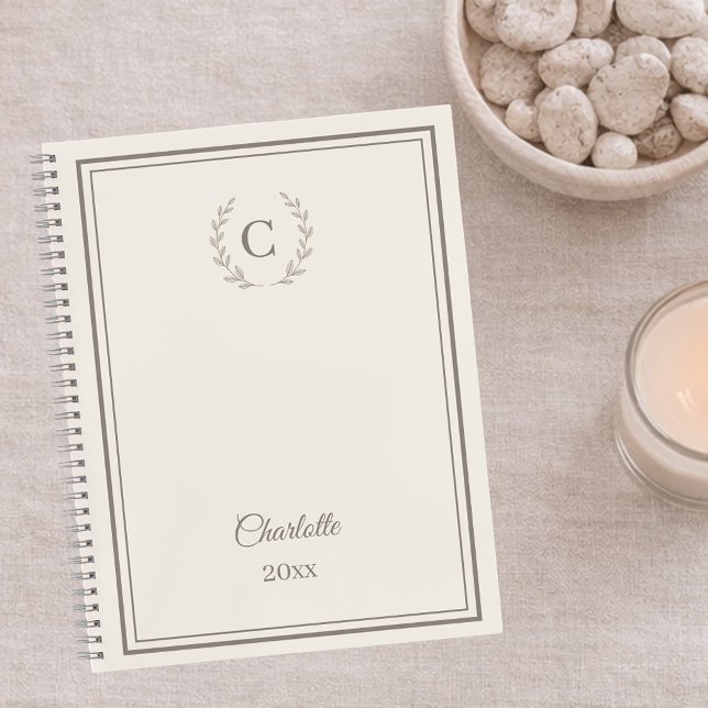 Agenda Ivory taupe Monogram Personalized Quiet Luxury (Criador carregado)