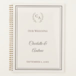Agenda Ivory taupe monogrammed wedding<br><div class="desc">Streamline your schedule with this sophisticated wedding planner. It features a taupe laurel wreath monogram crest and a clean double-border frame on a warm ivory background. This 12-month diary is a thoughtful engagement gift for the bride who loves timeless,  traditional style.</div>