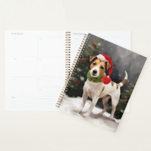 Agenda Jack Russell Dog no Natal da Neve