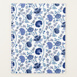 Agenda Jacobean Floral Pattern Blues em Branco