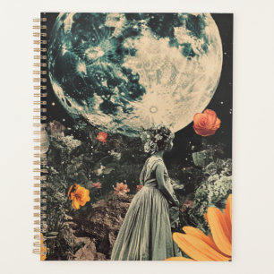 Agenda Jardim Celestial da Lua Menina Floral Sépia
