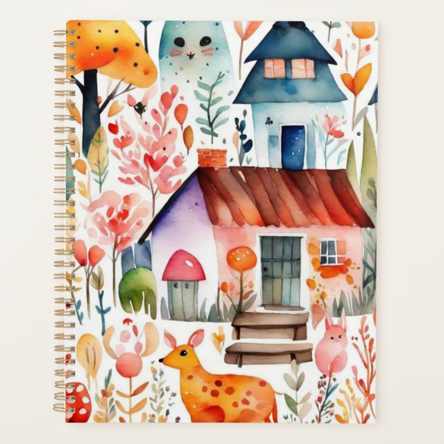 Agenda Jardim de algodão, animais de campo floral (Frente)