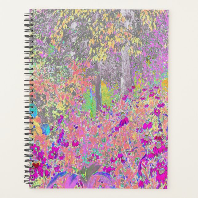 Agenda Jardim de Aquarelas Sunrise com Flores Roxas (Frente)