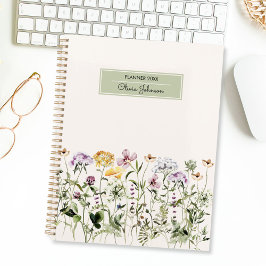 Agenda Jardim de Flores Silvestres com Nome Personalizado