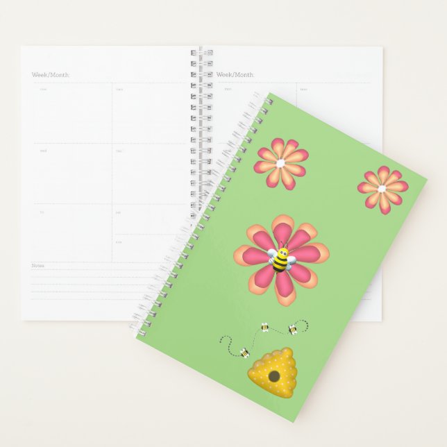 Agenda Jardim de primavera com Abelhas e Flores (Exibição)