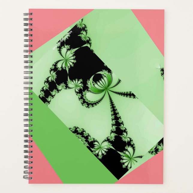 Agenda Jardim fractal verde e cremoso (Frente)