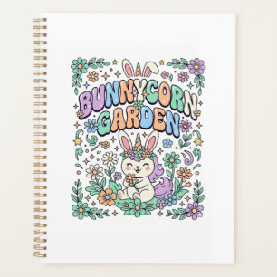 Agenda Jardim Unicórnio Coelho Kawaii Tipografia Design_