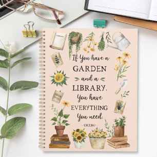 Agenda Jardinagem e Citação de Biblioteca Girassol e Erva