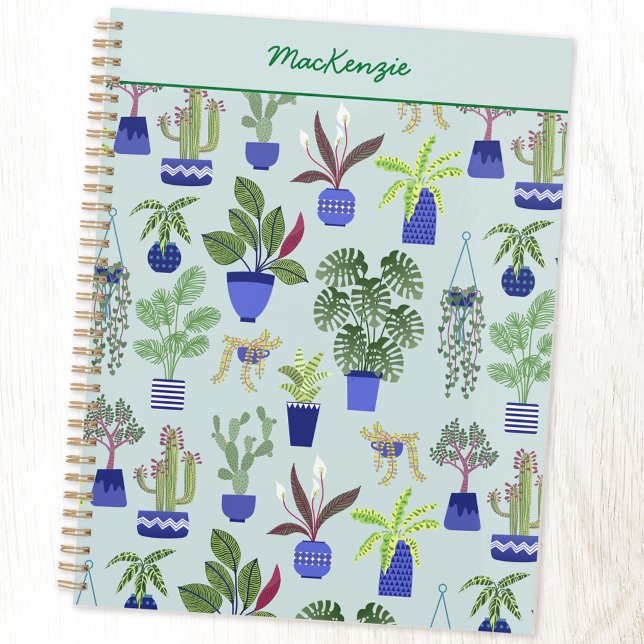 Agenda Jardinagem Vegetal Personalizada (Cactus succulent houseplant personalized custom name planner)
