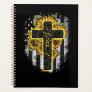 Agenda Jesus Amor Faith Christian Sunflower USA Flag