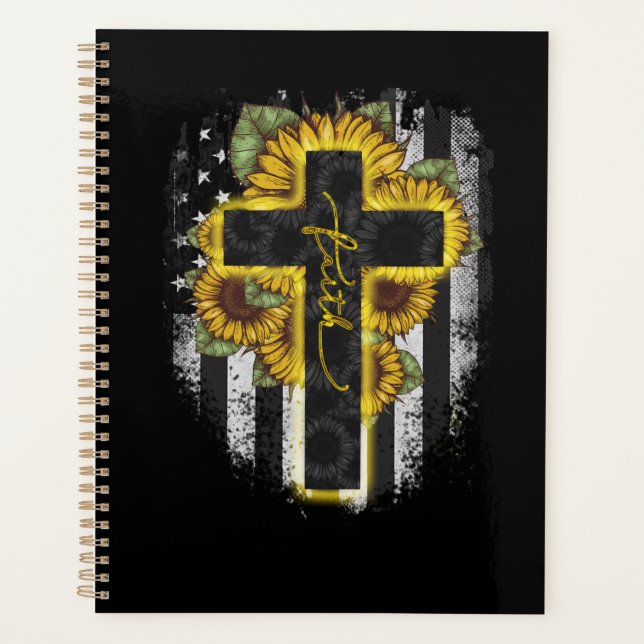 Agenda Jesus Amor | Faith Christian Sunflower USA Flag (Frente)