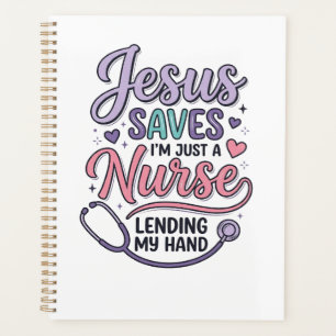 Agenda Jesus Salva Camisa de Enfermeira Fé Design_1