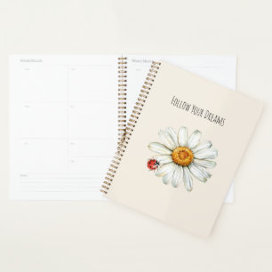 Agenda Joaninha Preta Vermelha Flor de Margarida