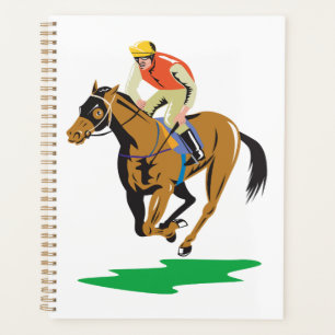 Agenda Jockey de corrida de cavalos galopando