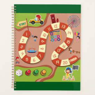Agenda Jogo de Tabuleiro de Pista de Corrida Colorida par