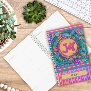 Agenda Joy Personalized Name Bonito Rosa Stripe Floral