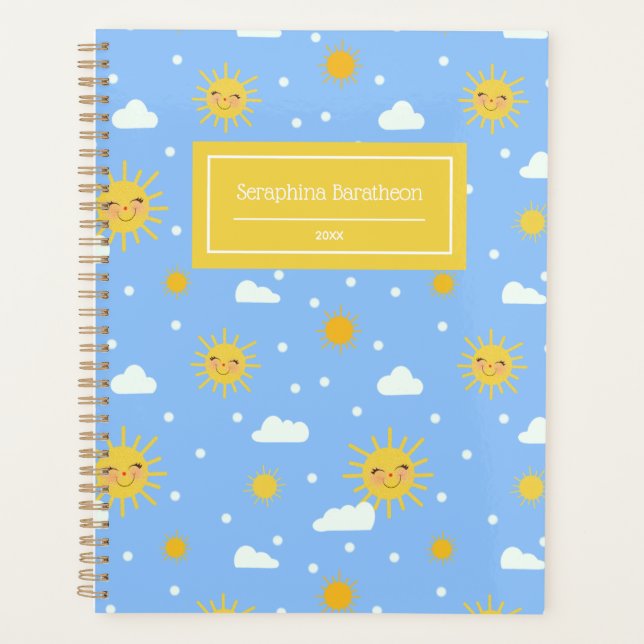 Agenda Kawaii Blue Sky Sunshine Nome Personalizado (Frente)