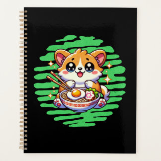 Agenda Kawaii Corgi comendo tigela de Ramen