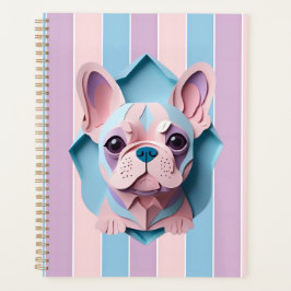 Agenda Kawaii French Bulldog Pastel Paper Cutando Arte