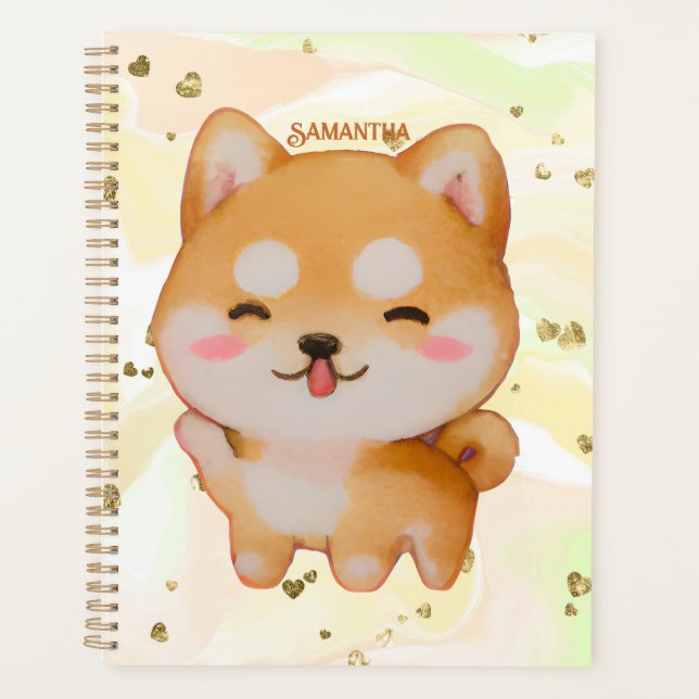 Agenda Kawaii Smiling Cartoon-Style Shiba Inu (Frente)