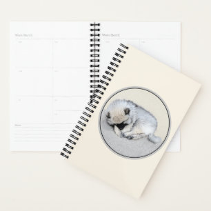 Agenda Keeshond Dormindo Puppy Pintura Original