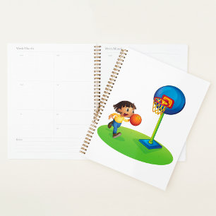 Agenda Kid Jogando Basquete com Esporte de Hoop