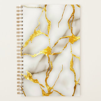 Agenda Kintsugi Branco Japonês Dourado