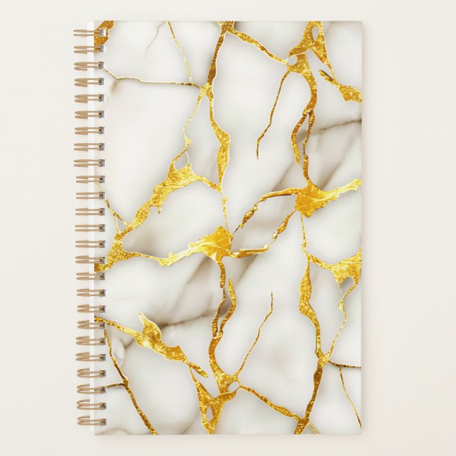 Agenda Kintsugi Branco Japonês Dourado (Frente)