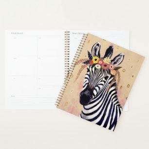 Agenda Klimt Zebra Adornada Em Flores