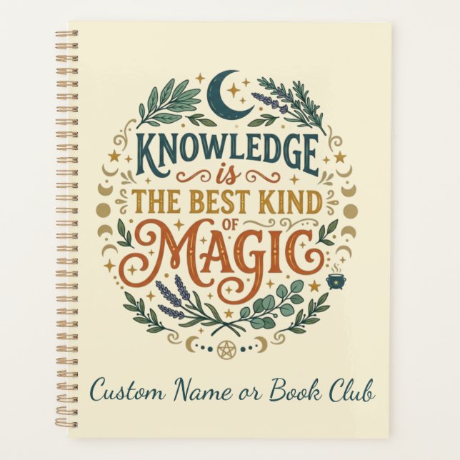 Agenda Knowledge is Magic Witchy Academic Book Botanical (Frente)