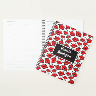 Agenda Lábios vermelhos Beija Lipstick e Distribuidor de 