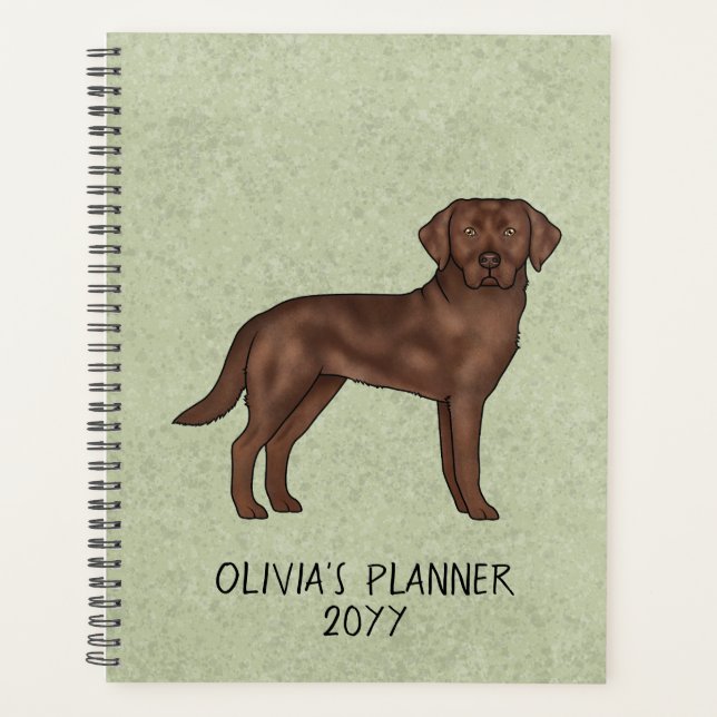 Agenda Labrador Retriever Chocolate Lab Texto Personaliza (Frente)