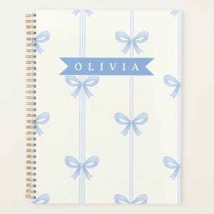 Agenda Laço Azul Personalizado Coquette Nome Estético