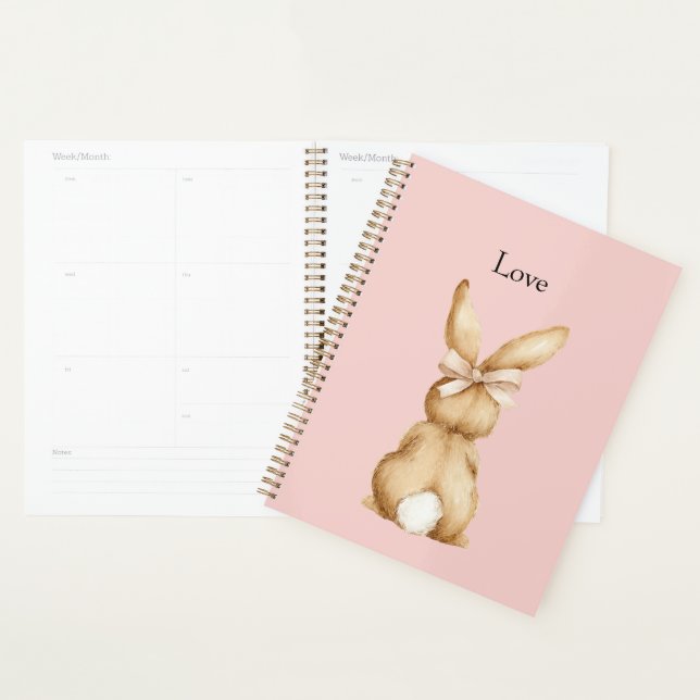 Agenda Laço de Coelho Rosa Cauda Branca (Exibição)